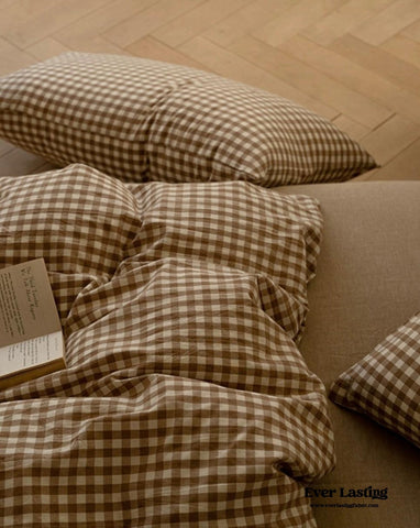 Gingham Bedding Set / Brown in - Bedding Set photo