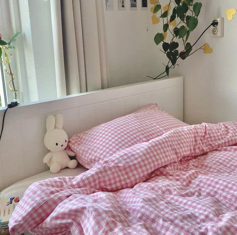 Gingham Bedding Set / Brown in - Bedding Set photo
