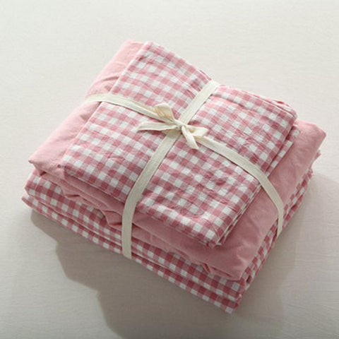 Gingham Bedding Set / Brown in Pink - Bedding Set photo