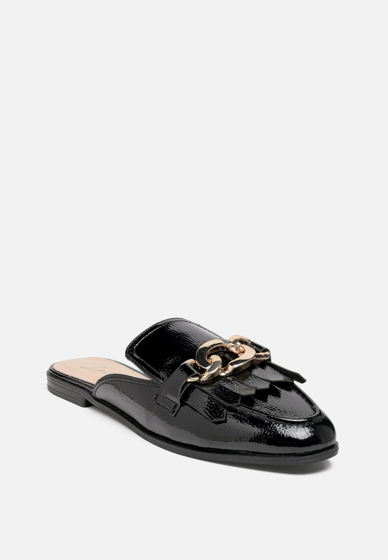 Gladioli Metal Buckled Fringe Detail Mules in - Mules photo