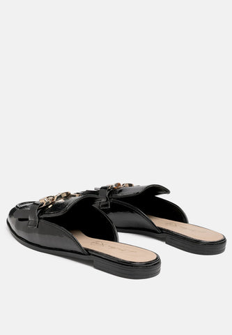 Gladioli Metal Buckled Fringe Detail Mules in - Mules photo