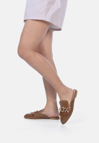 Gladioli Metal Buckled Fringe Detail Mules in - Mules photo