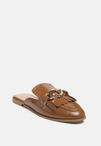 Gladioli Metal Buckled Fringe Detail Mules in - Mules photo