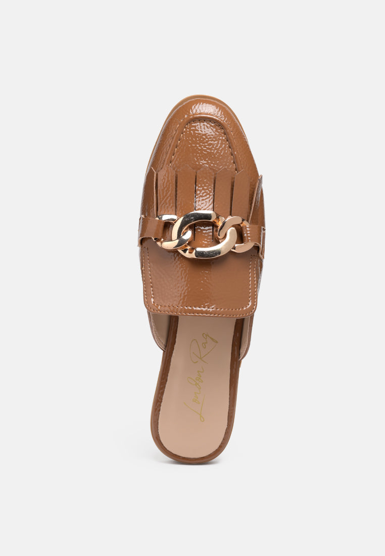 Gladioli Metal Buckled Fringe Detail Mules in - Mules photo