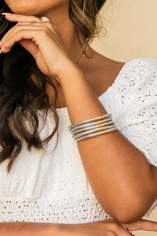 Glitter Jelly Bangle Bracelets in Silver OneSize - Bracelets photo