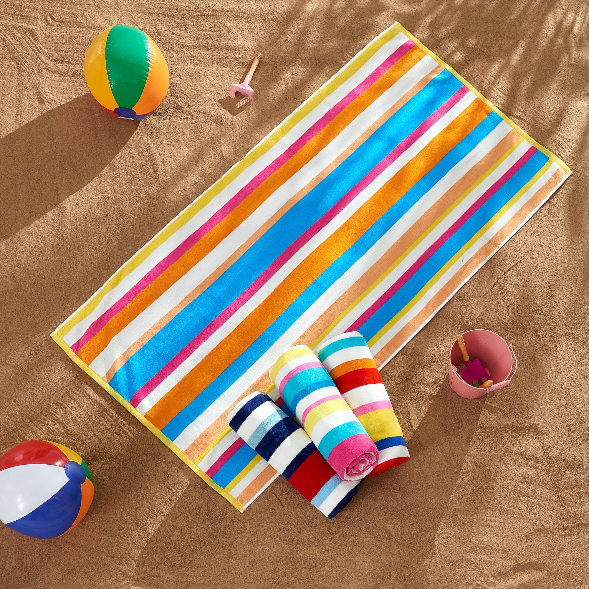 Cotton Velour Cabana Stripe Beach Towel - Novia Collection in - photo