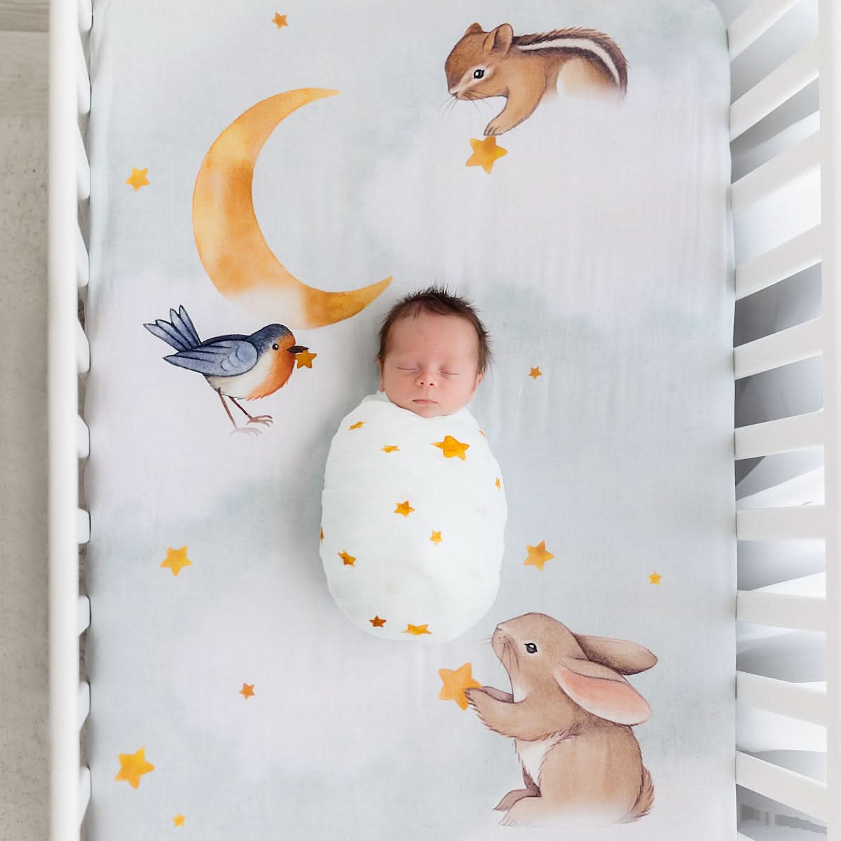 Crib sheet and Swaddle bundle - Goodnight Wonderland in - Crib Sheet & Swaddle photo