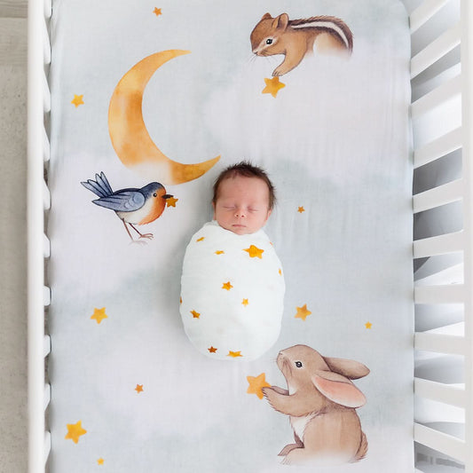 Crib sheet and Swaddle bundle - Goodnight Wonderland in - Crib Sheet & Swaddle photo