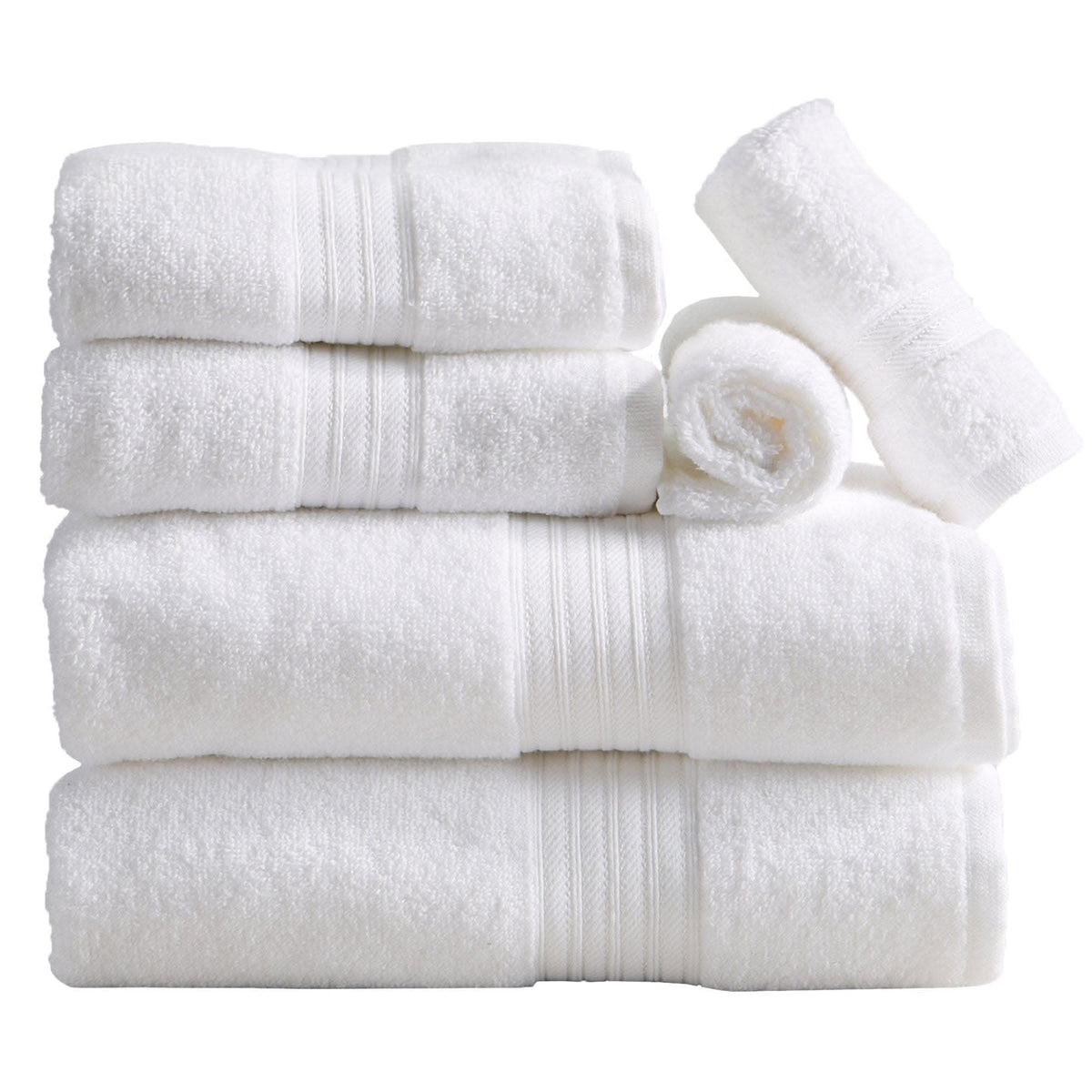 Cotton Terry Bath Towel Set - Cooper Collection in 6 Piece Set White - photo