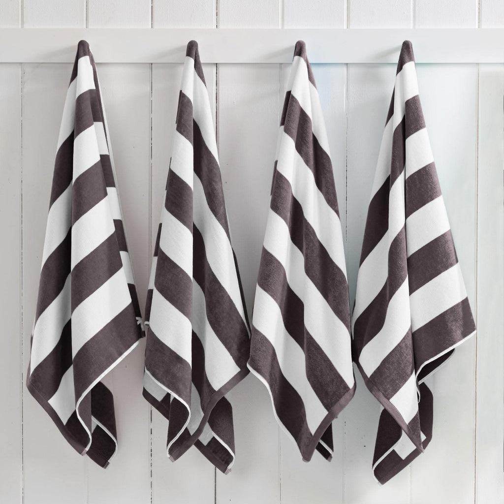 Cotton Velour Cabana Stripe Beach Towel - Novia Collection - SwagglyLife Home & Fashion