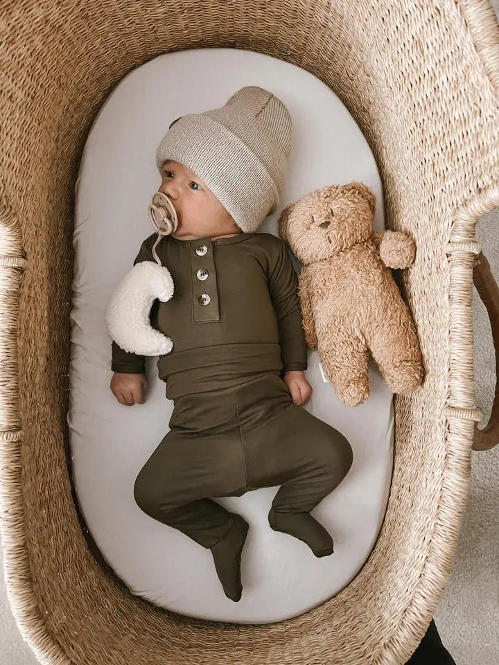 Newborn Boy Outfit Set - Army Green | Baby Boy Coming Home Outfit in - Onesies photo