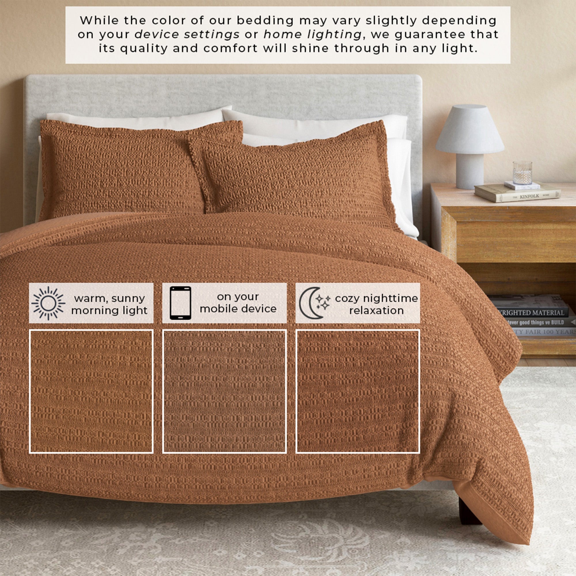 100% Cotton Honeycomb Waffle Duvet Set - Mattea Collection in - Duvet photo