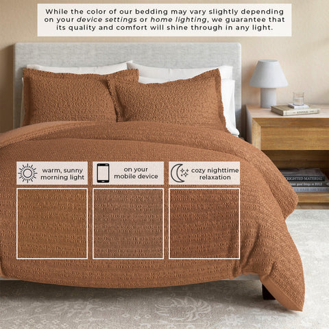 100% Cotton Honeycomb Waffle Duvet Set - Mattea Collection in - Duvet photo