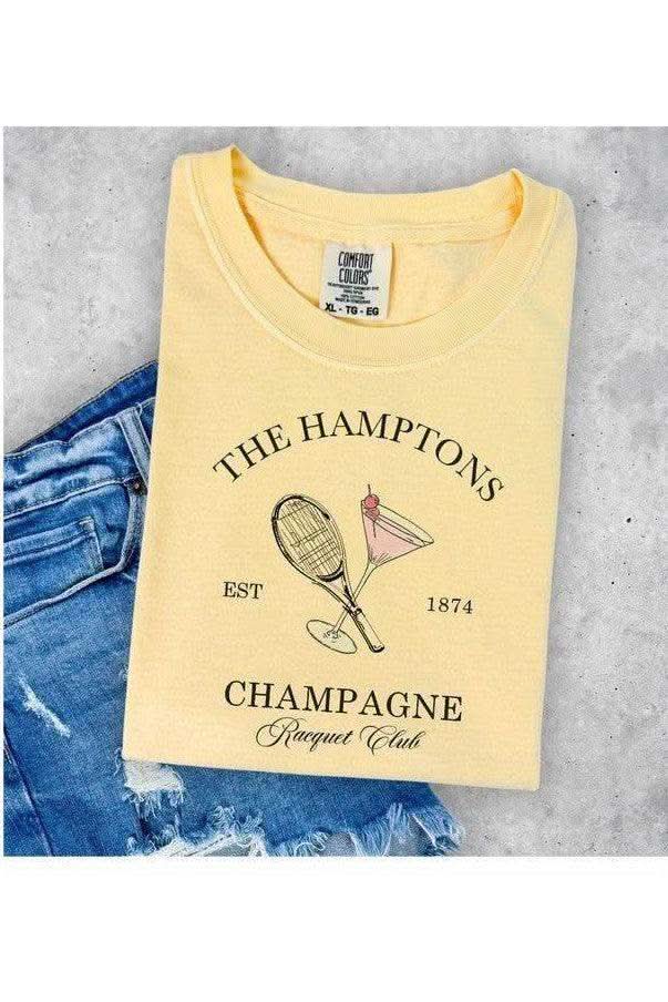 Hamptons Champagne Racquet Club Comfort Color Tee - SwagglyLife Home & Fashion