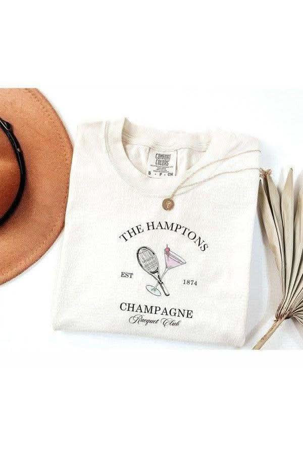 Hamptons Champagne Racquet Club Comfort Color Tee - SwagglyLife Home & Fashion
