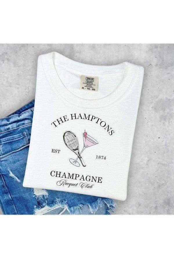 Hamptons Champagne Racquet Club Comfort Color Tee - SwagglyLife Home & Fashion