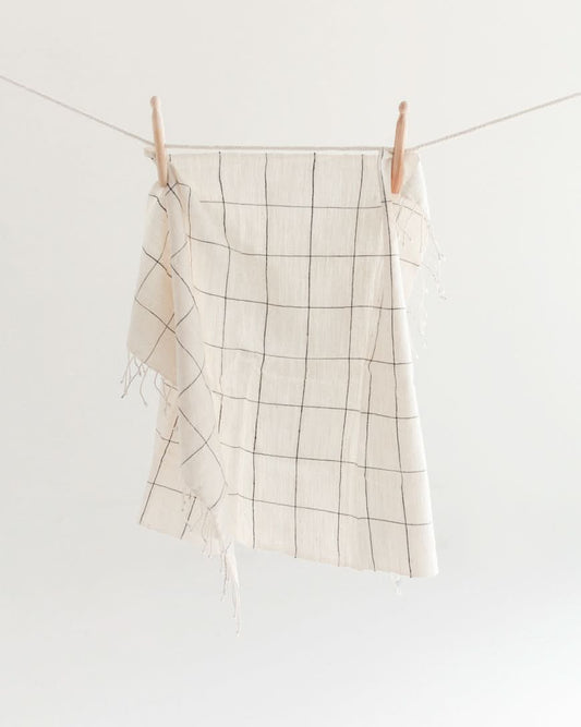 Windowpane Plaid Hand Towel in Navy - Kitchen Towels photo