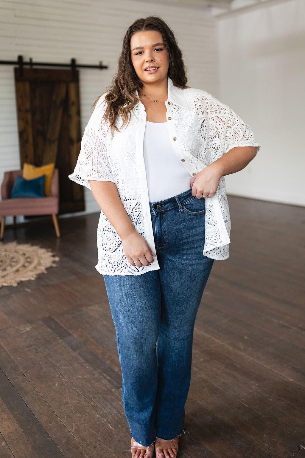 Head in the Clouds Lace Button Down - SwagglyLife Home & Fashion