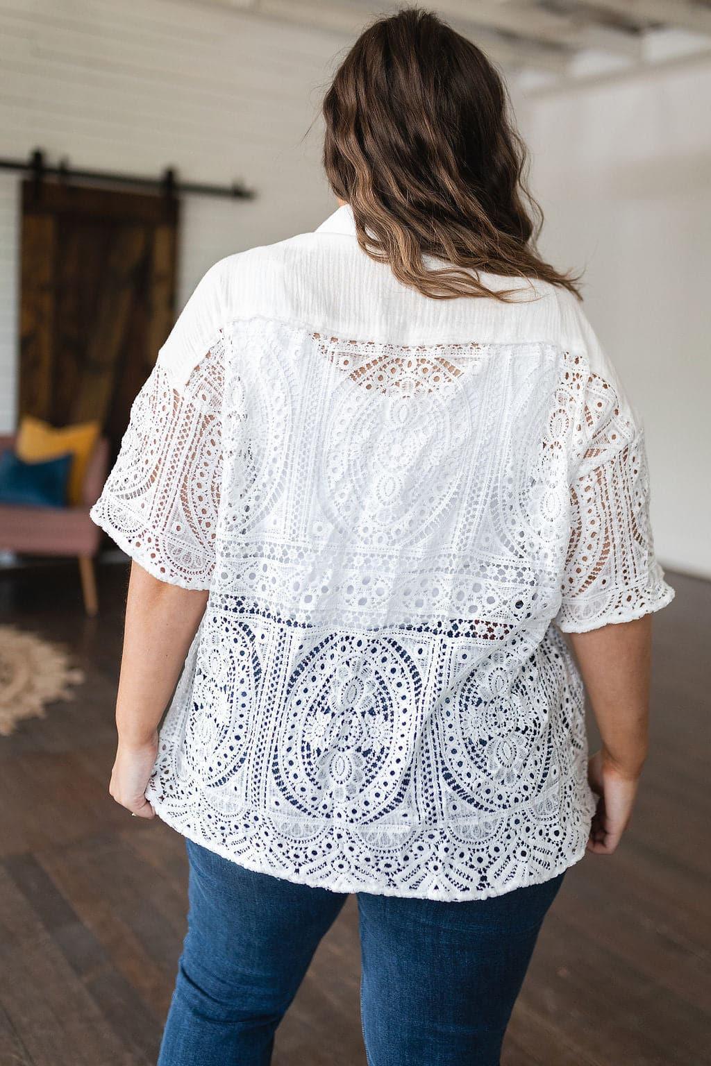 Head in the Clouds Lace Button Down - SwagglyLife Home & Fashion
