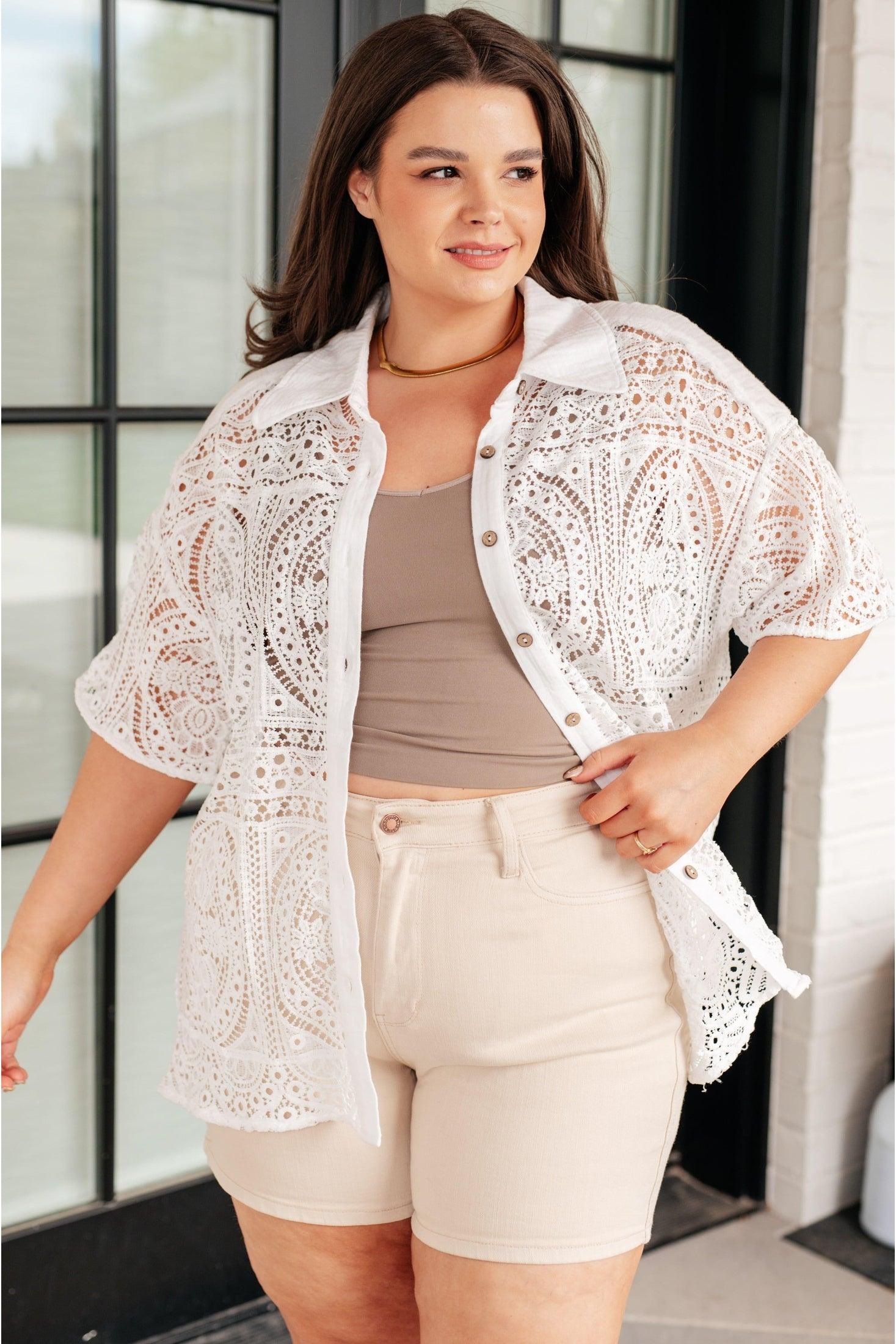 Head in the Clouds Lace Button Down - SwagglyLife Home & Fashion