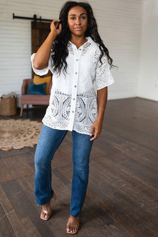 Head in the Clouds Lace Button Down - SwagglyLife Home & Fashion