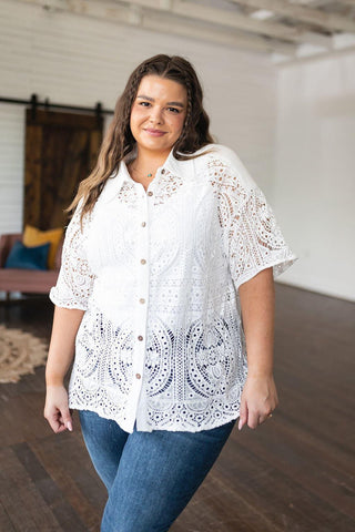 Head in the Clouds Lace Button Down - SwagglyLife Home & Fashion