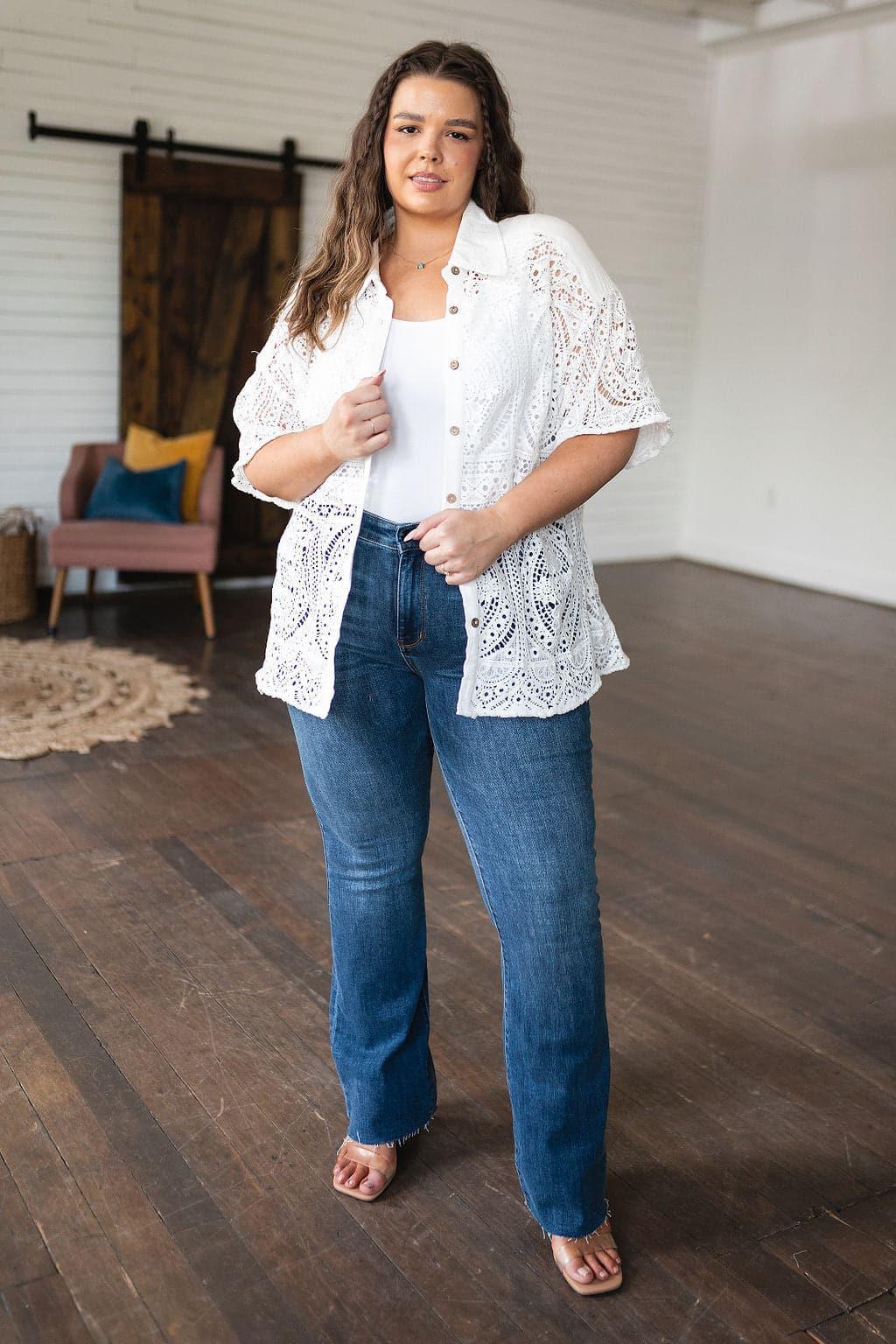 Head in the Clouds Lace Button Down - SwagglyLife Home & Fashion
