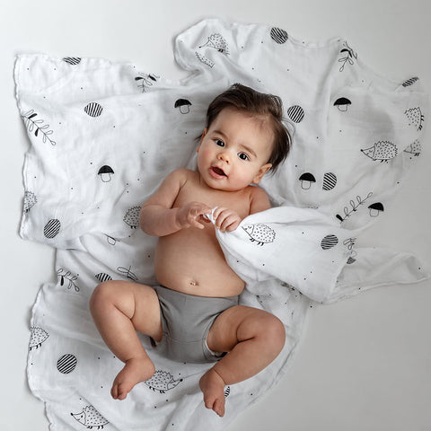 Hedgehog and mushrooms bamboo swaddle in - Swaddle photo