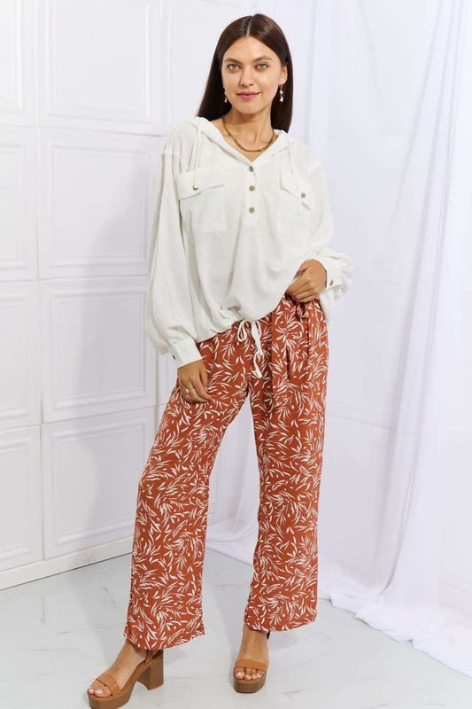 Heimish Right Angle Full Size Geometric Printed Pants, Red Orange in - Pants photo