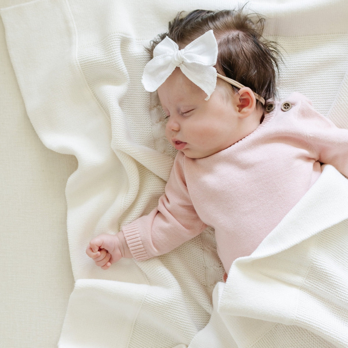 HEIRLOOM COTTON KNIT RECEIVING BLANKETS in Cream - photo