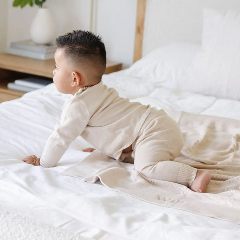 Saranoni Heirloom Cotton Knit Sets in 6-12 Months Tan - photo