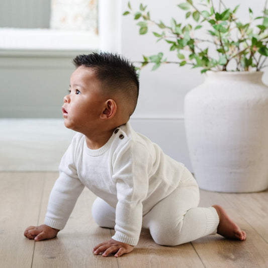 Saranoni Heirloom Cotton Knit Sets in 6-12 Months Cream - photo