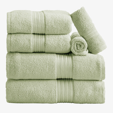 Cotton Terry Bath Towel Set - Cooper Collection in 6 Piece Set Seagreen - photo