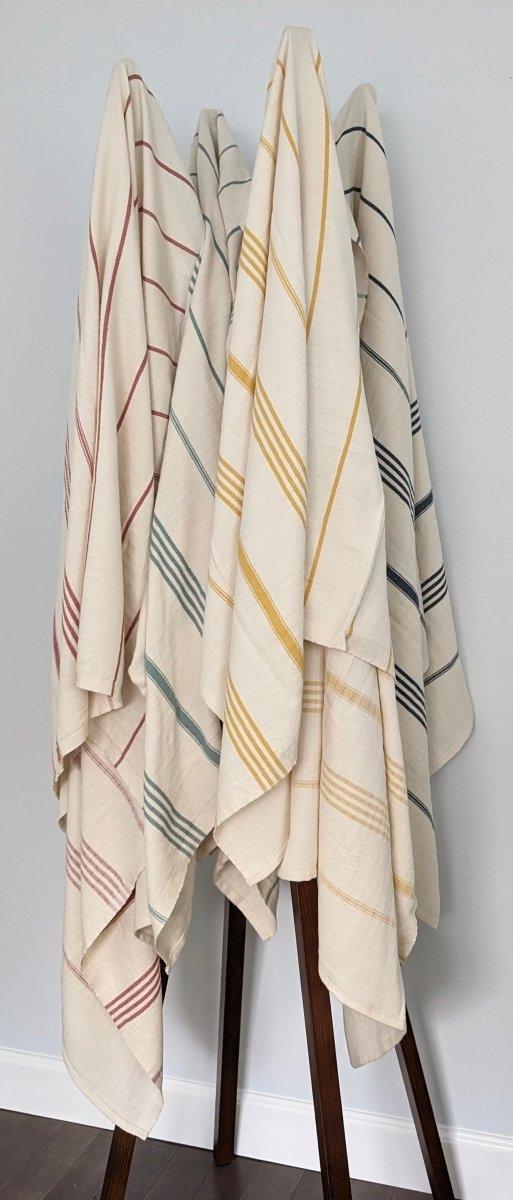 Horizon Stripe Turkish Cotton Towel Collection - Sand-Repelling, Quick-Drying, Tassel-Free, 39”x70”