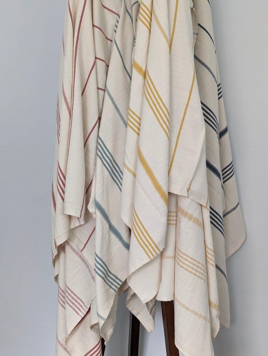 Horizon Stripe Turkish Cotton Towel Collection - Sand-Repelling, Quick-Drying, Tassel-Free, 39”x70”