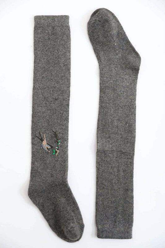 Hummingbird Wool Knee High Socks - SwagglyLife Home & Fashion