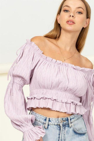 HYFVE Dipped in Sugar Flounce Hem Blouse - SwagglyLife Home & Fashion