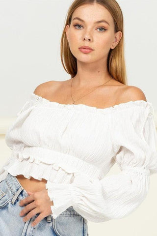 HYFVE Dipped in Sugar Flounce Hem Blouse - SwagglyLife Home & Fashion