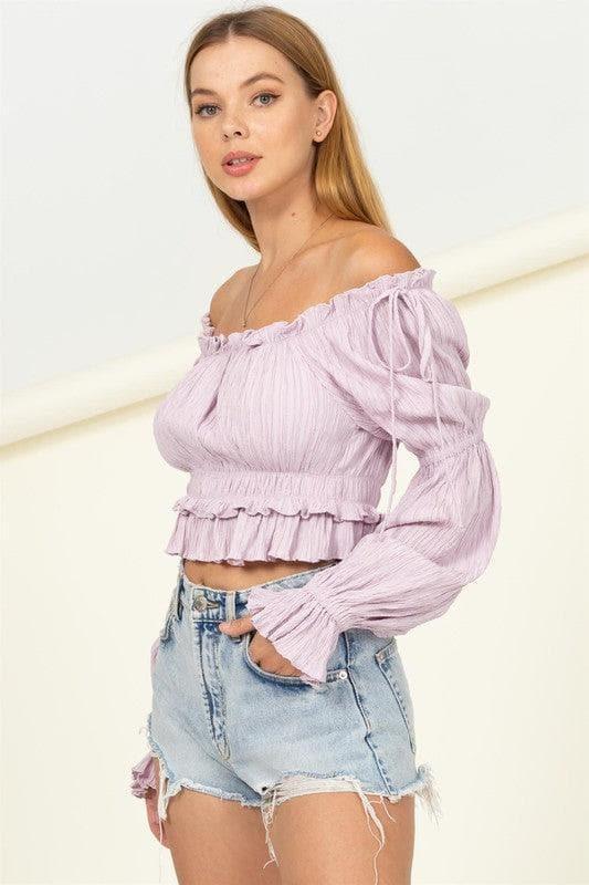 HYFVE Dipped in Sugar Flounce Hem Blouse - SwagglyLife Home & Fashion
