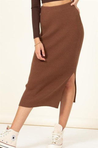 HYFVE Fashionista High-Waist Ribbed Midi Skirt - SwagglyLife Home & Fashion