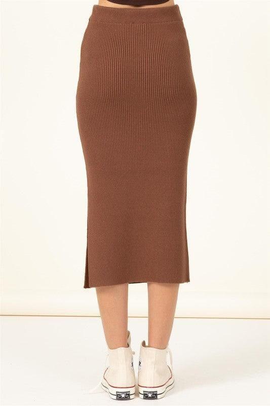 HYFVE Fashionista High-Waist Ribbed Midi Skirt - SwagglyLife Home & Fashion