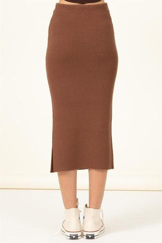 HYFVE Fashionista High-Waist Ribbed Midi Skirt - SwagglyLife Home & Fashion