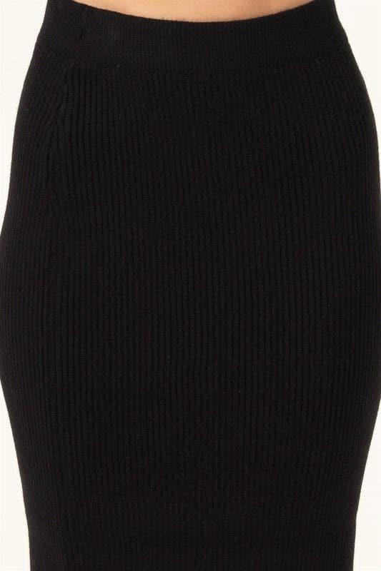 HYFVE Fashionista High-Waist Ribbed Midi Skirt - SwagglyLife Home & Fashion