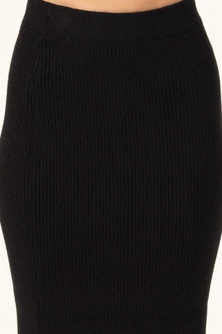 HYFVE Fashionista High-Waist Ribbed Midi Skirt - SwagglyLife Home & Fashion