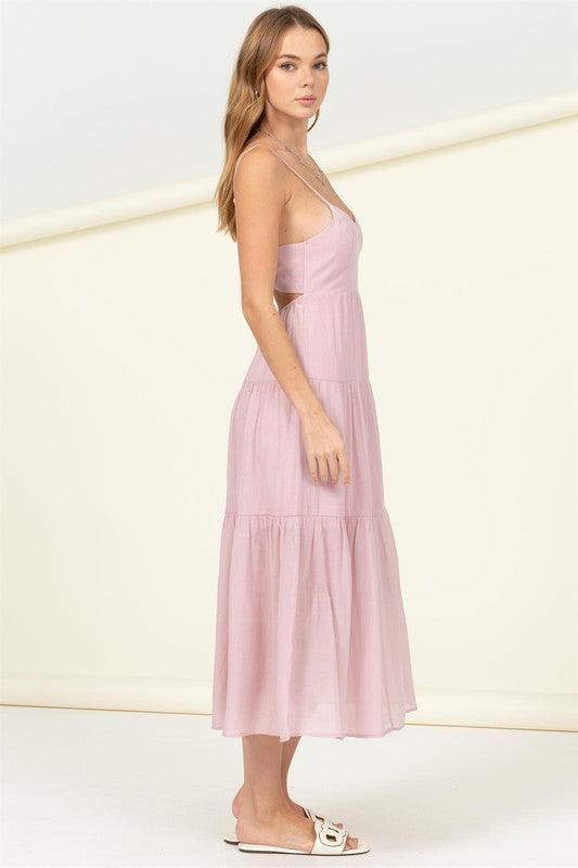 HYFVE Full Heart Smocked Cutout Midi Dress, Multiple Colors - SwagglyLife Home & Fashion