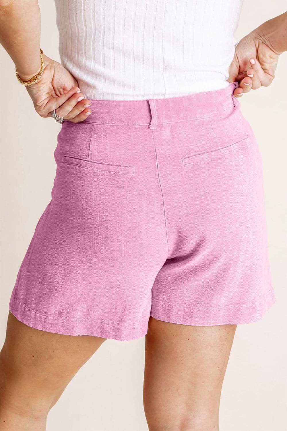 HYFVE High Waist Pleated Linen Shorts - SwagglyLife Home & Fashion