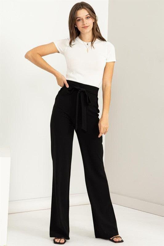 HYFVE Seeking Sultry High-Waisted Tie Front Flared Pants - SwagglyLife Home & Fashion