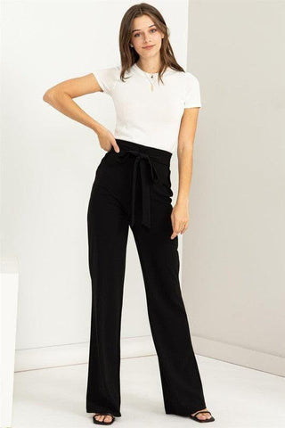 HYFVE Seeking Sultry High-Waisted Tie Front Flared Pants - SwagglyLife Home & Fashion