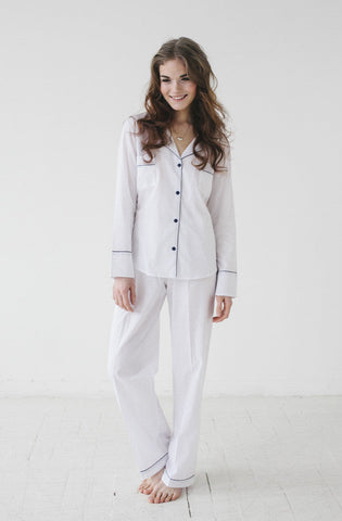 Classic Woven Cotton Pajama Set in - PAJAMAS photo