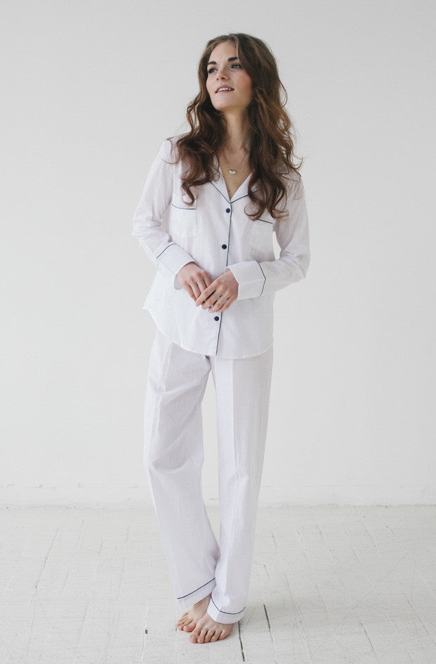Classic Woven Cotton Pajama Set in - PAJAMAS photo